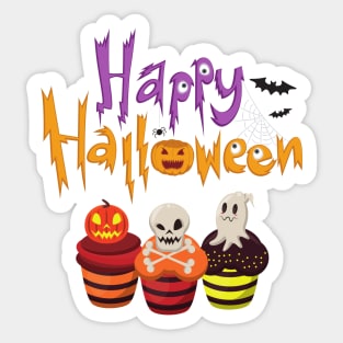 Happy Halloween cute spooky cupcakes Sticker